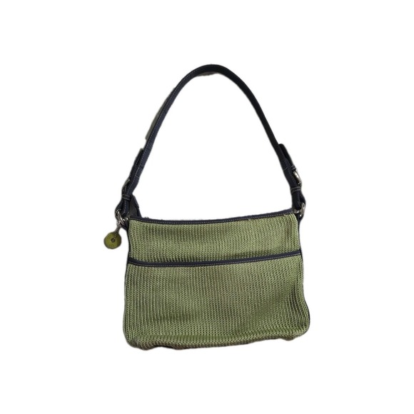 The Sak Women's Shoulder Bag Tote Woven  Green Crochet Knit Black strap handle - Picture 1 of 3